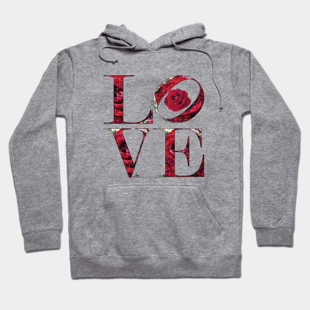 LOVE Letters June Birth Month Flower Red Rose Hoodie by Symbolsandsigns